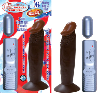 Afro American Whoppers 6 Inch Vibrating Dong With  Bullet - Brown NW2234-2