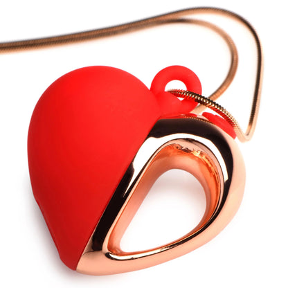 10x Vibrating Silicone Heart Necklace - Rose Gold/ Red CH-AH102