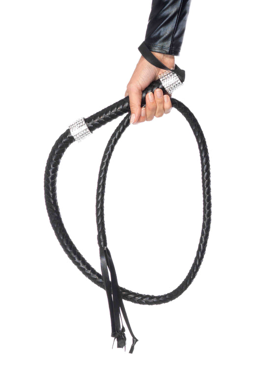 Rhinestone Handle Whip - Black LA-2626