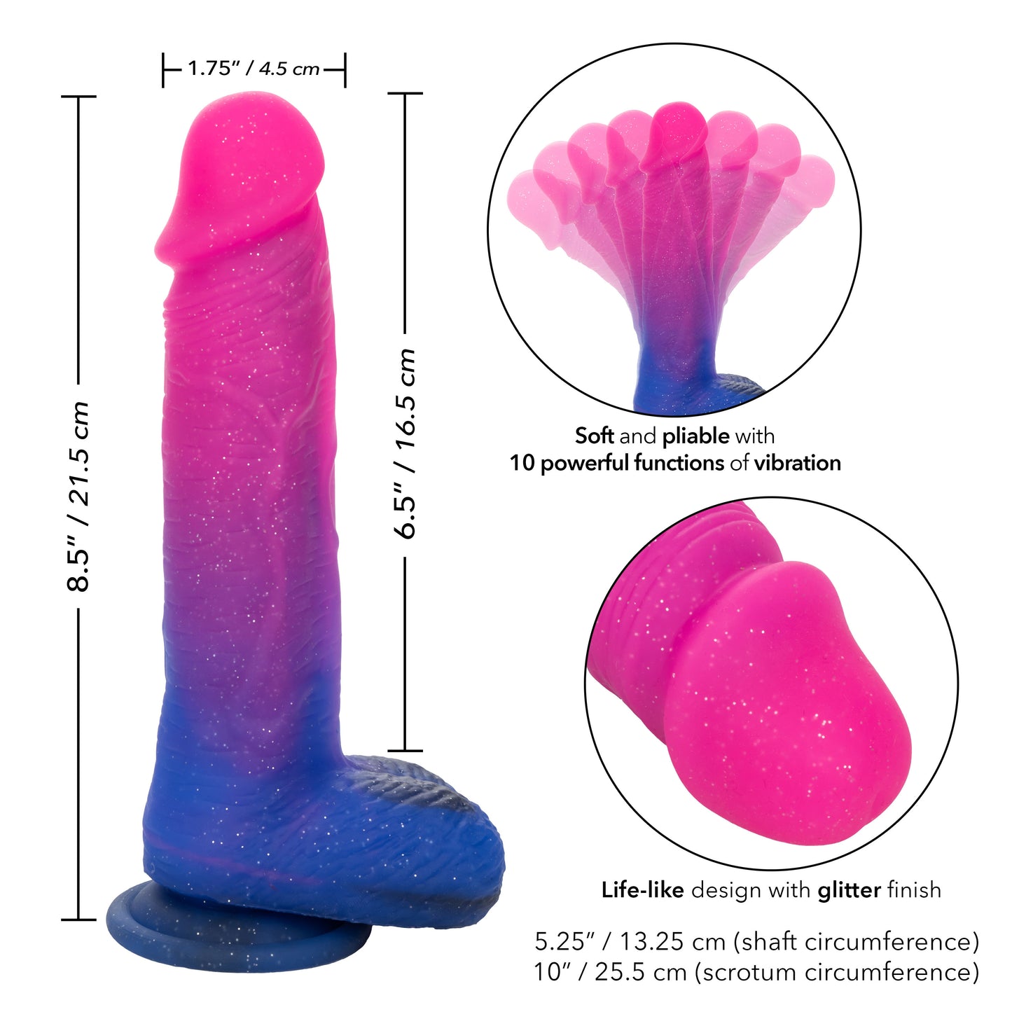 Naughty Bits Ombre Hombre XL Vibrating Dildo -  -  Pink/purple SE4410703