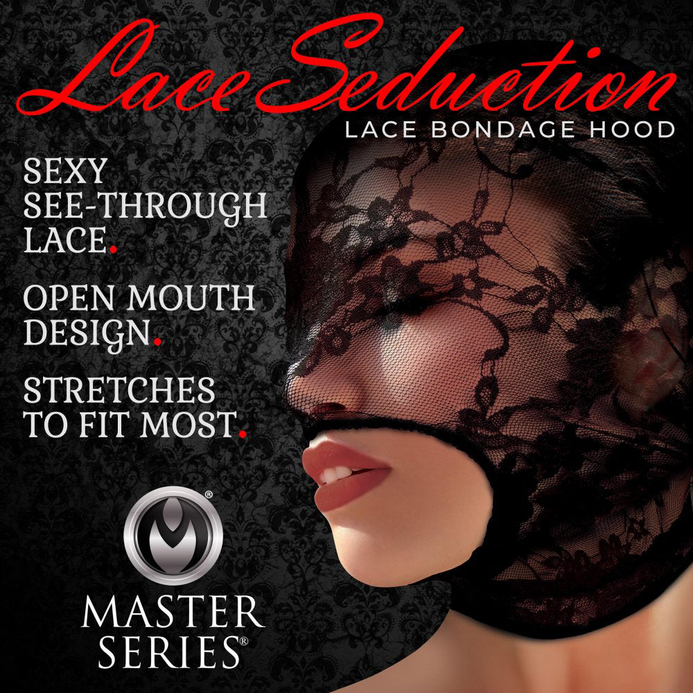 Lace Seduction Lace Bondage Hood - Black MS-AH033