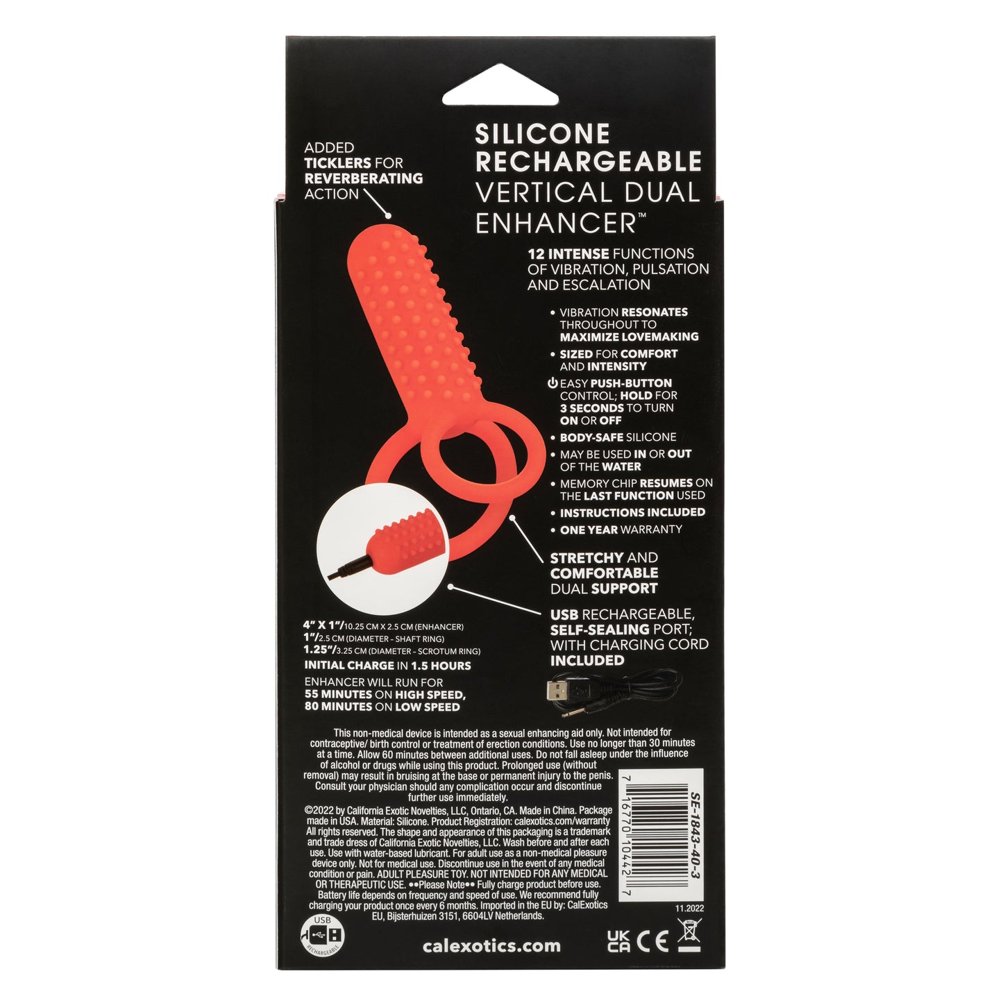 Silicone Rechargeable Vertical Dual Enhancer - Red SE1843403