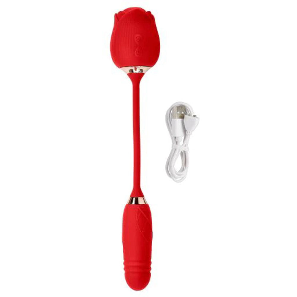 Cloud 9 Rose Plus With Thrusting Pleasure Stem  Dual Stimulation - Red WTC947R