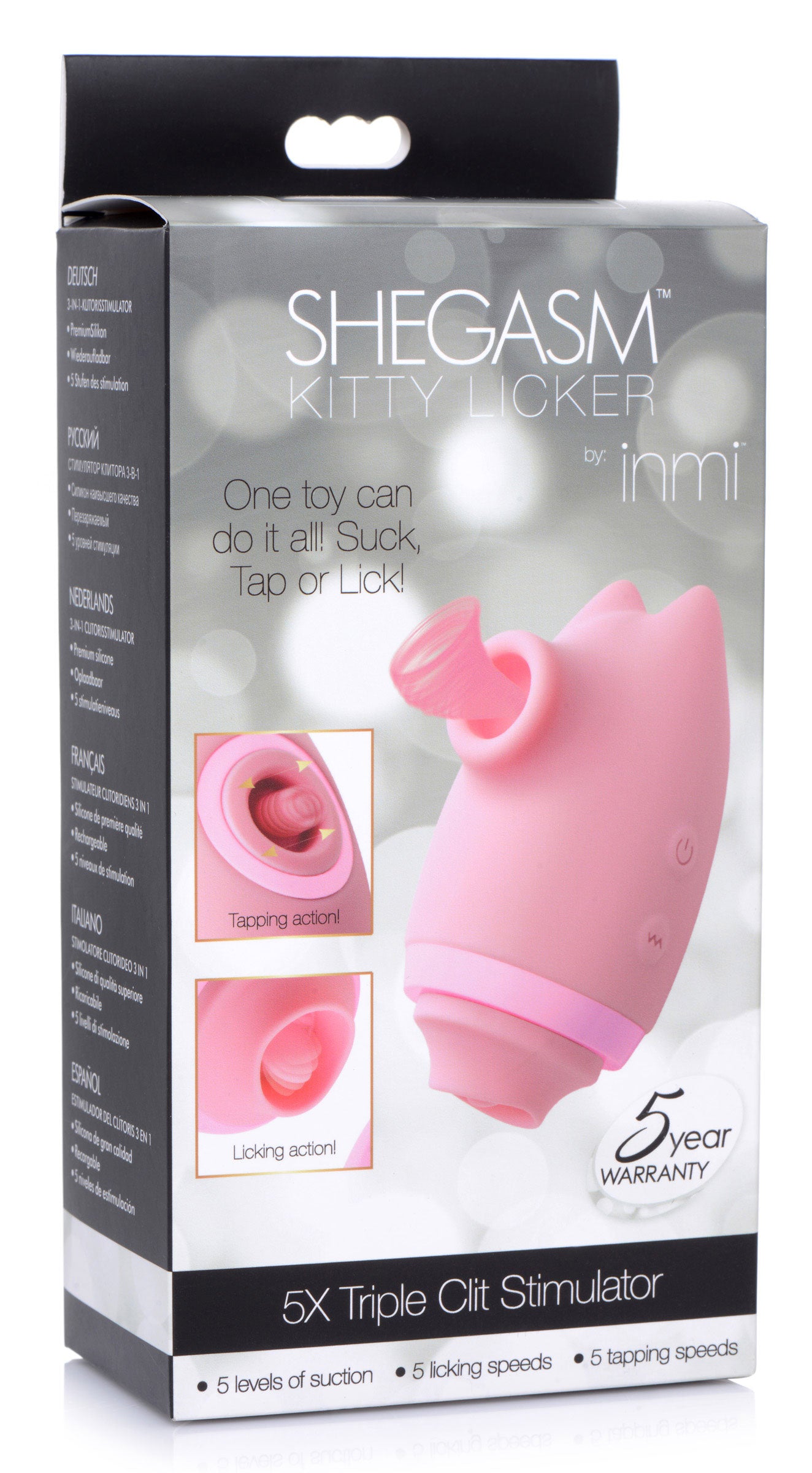 Shegasm Kitty Licker 5x Triple Clit Stimulator - Pink INM-AG628