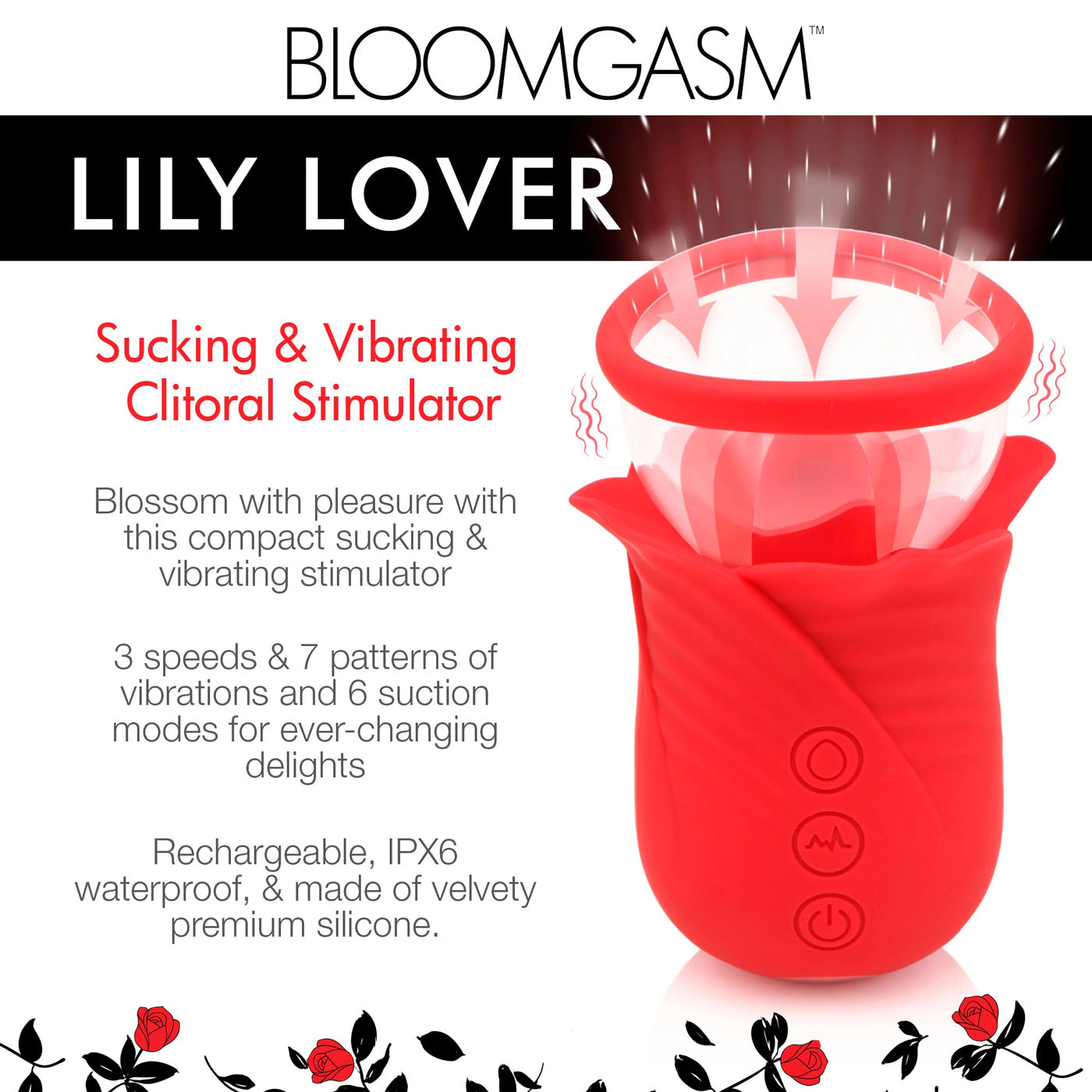 Lily Lover Sucking and Vibrating Clitoral  Stimulator- Red INM-AH231