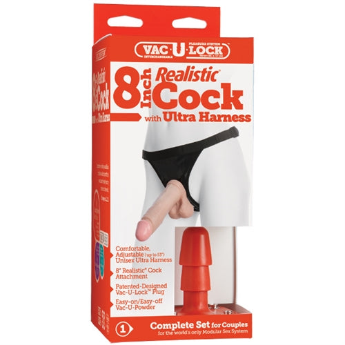 Vac-U-Lock 8-Inch Realistic Cock With Ultra  Harness DJ1050-03