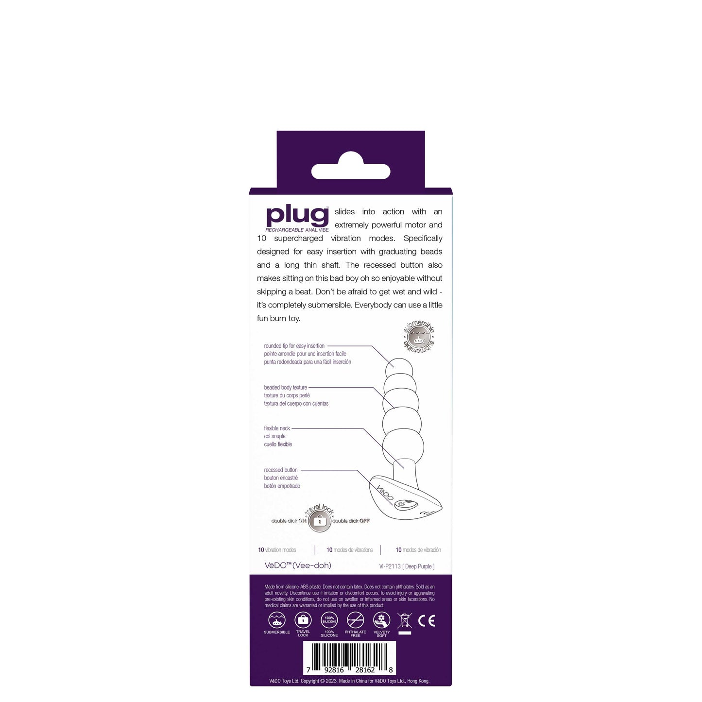 Plug Rechargeable Anal Vibe - Deep Purple VI-P2113