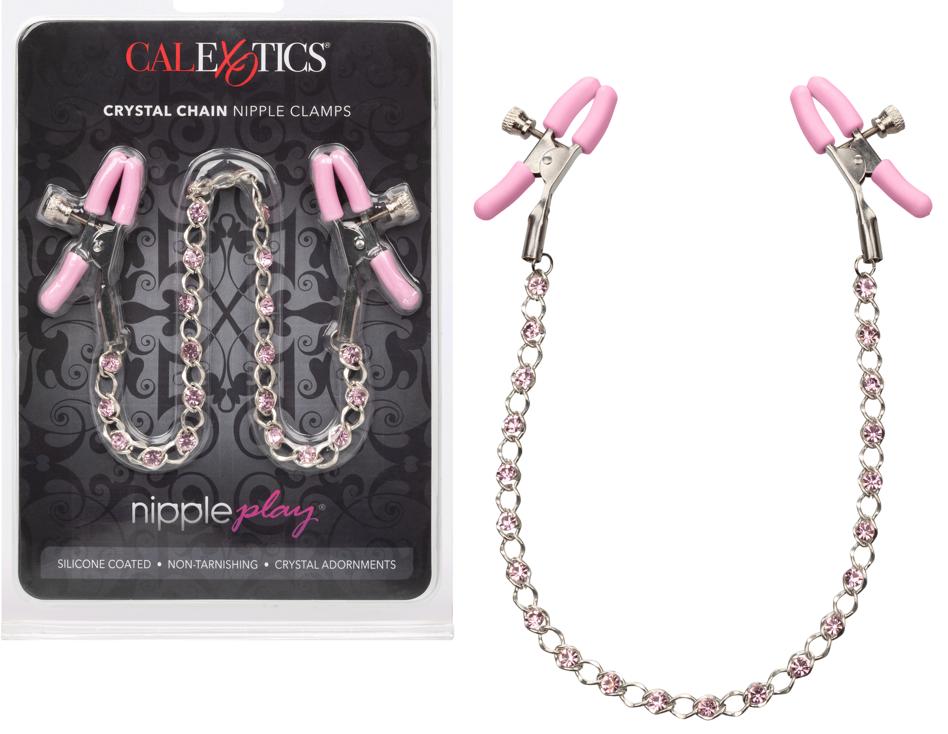 Nipple Play Crystal Chain Nipple Clamps - Pink SE2617102