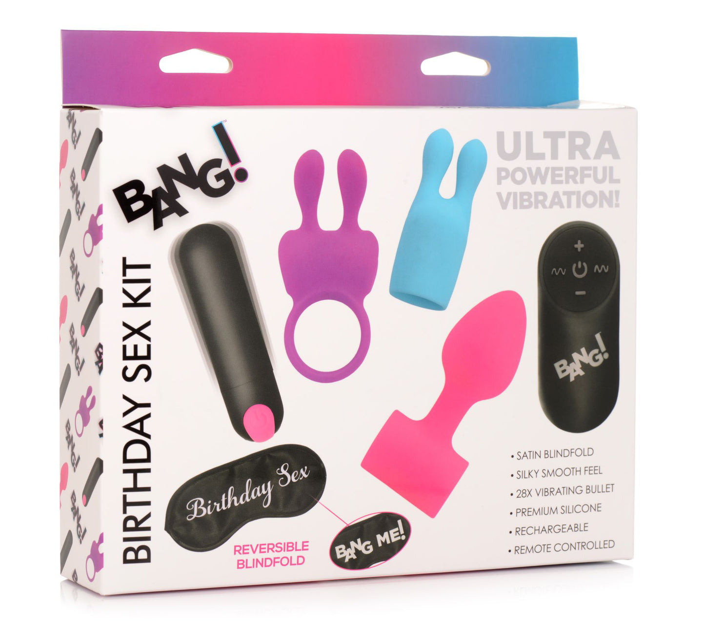 Birthday Sex Kit - C-Ring, Plug, C-Stim, Bullet and Blindfold BNG-AG706