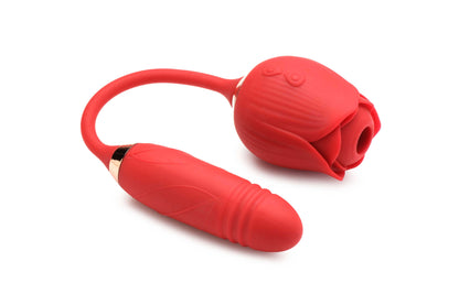 Bloomgasm Romping Rose Suction and Thrusting  Vibrator - Red INM-AH147