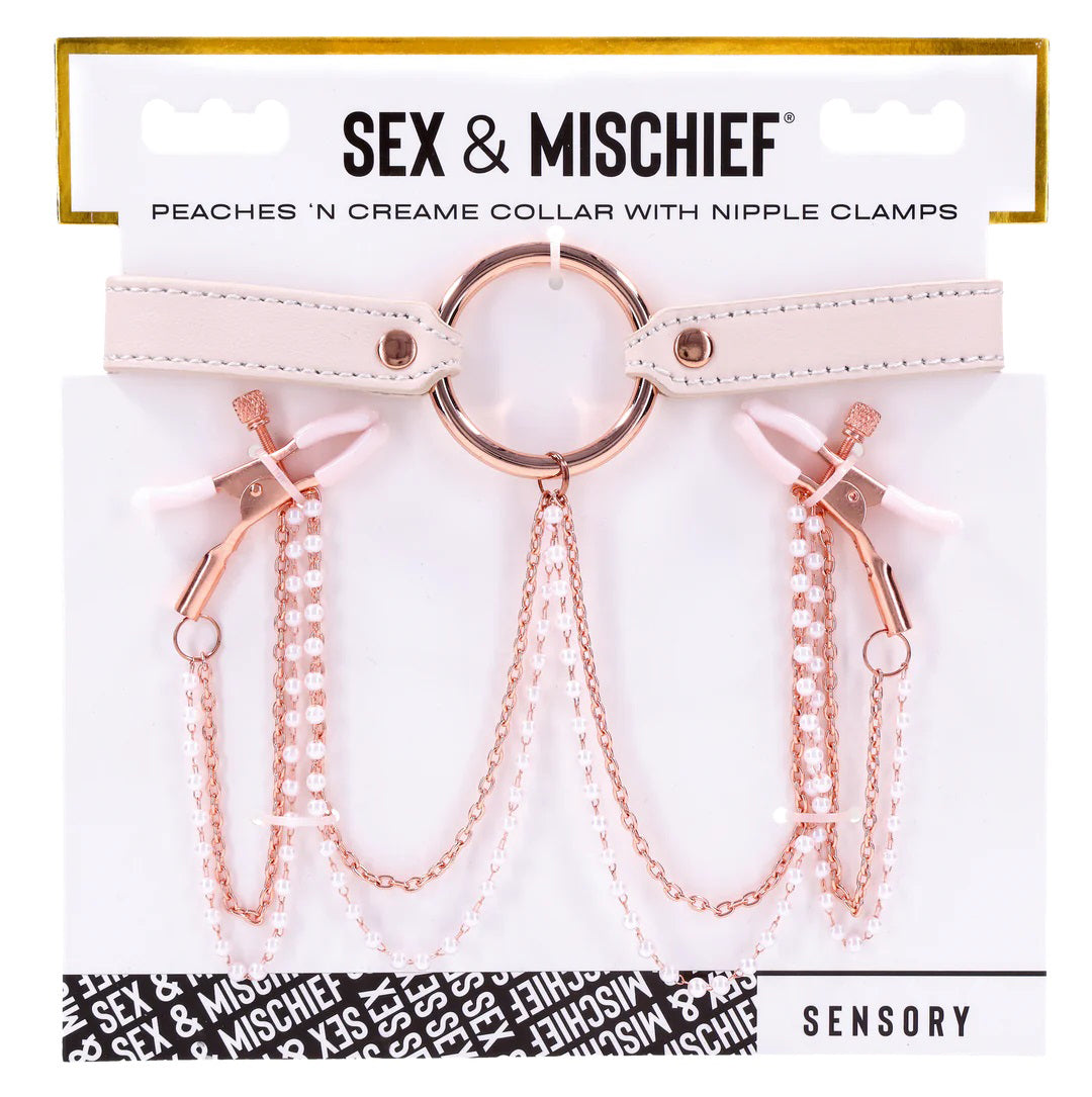 Peaches N Creame Collar With Nipple Clamps - Pink SS09963