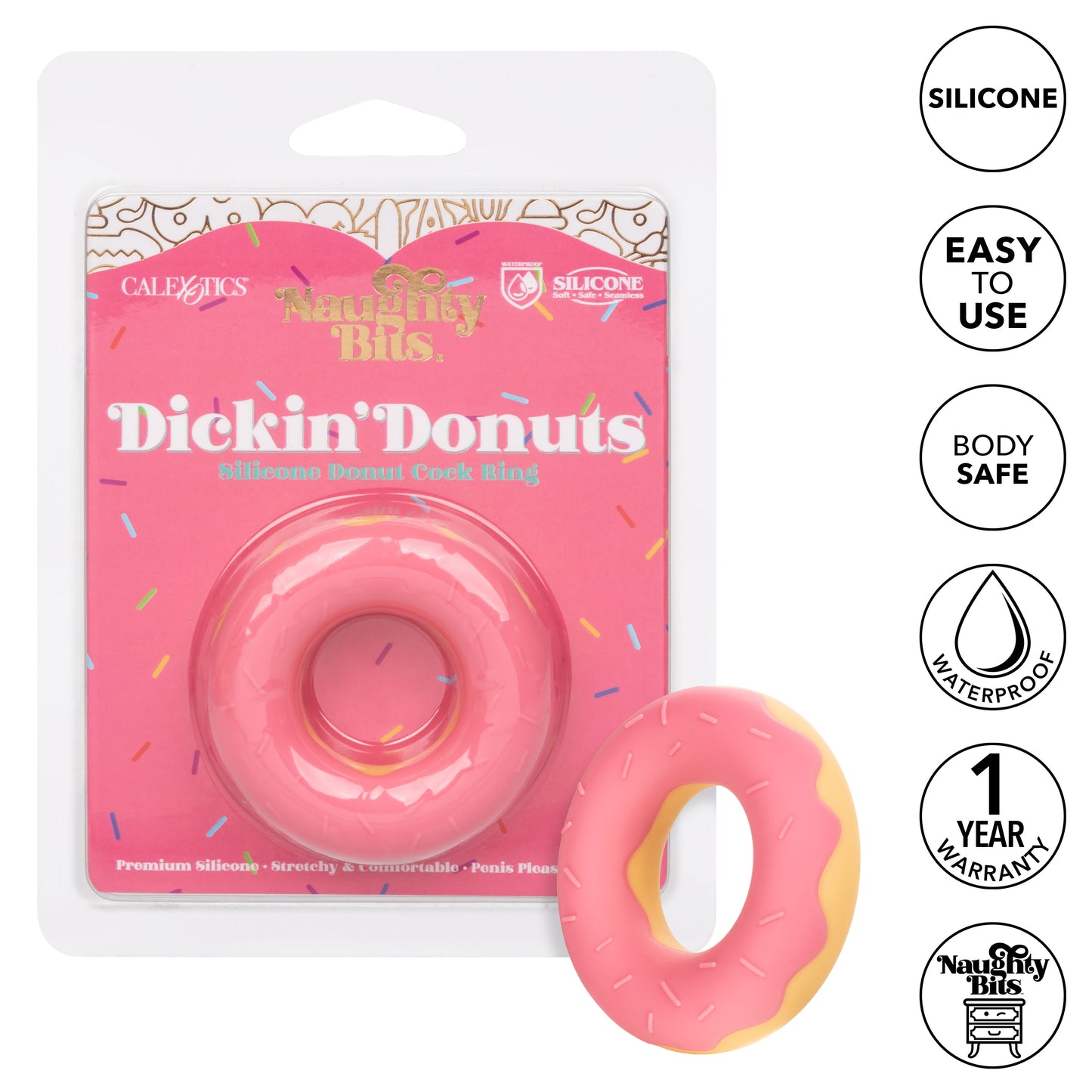 Naughty Bits Dickin Donuts Silicone Donut Cock  Ring - Pink SE4410502