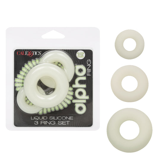 Alpha Glow-in-the-Dark Liquid Silicone 3 Ring Set  - White SE1492332