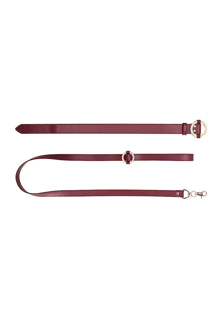 Ouch Halo - Collar With Leash - Burgundy OU-OU588BUR