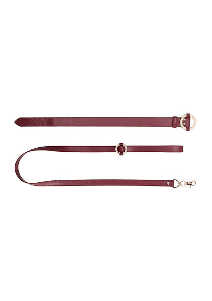 Ouch Halo - Collar With Leash - Burgundy OU-OU588BUR