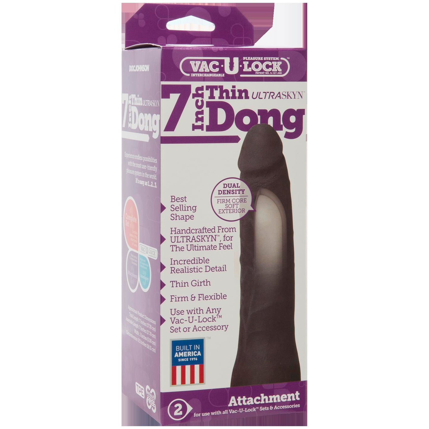 Vac-U- Lock 7-Inch Ur3 Thin Dong - Black DJ1015-42