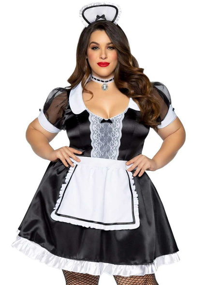 Plus Classic French Maid Costume - 1x/2x - Black / White LA-86922XBK1X2