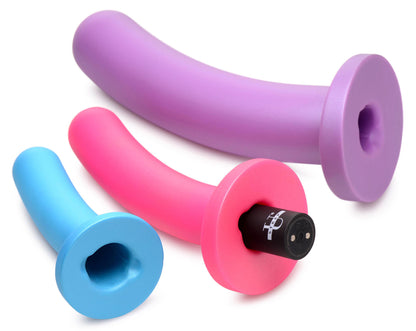 Triple Peg 28x Vibrating Silicone Dildo Set With Remote SU-AG856