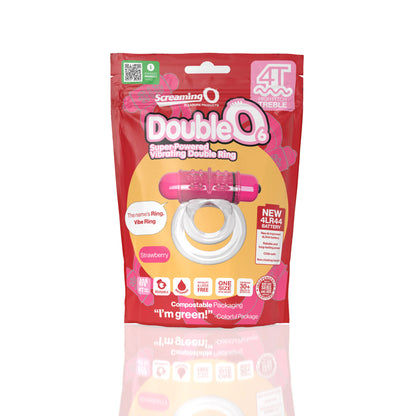 Screaming O 4t - Double O 6 Super Powered   Vibrating Double Ring - Strawberry SO-4TD6-ST