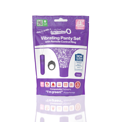 Screaming O 4t - Vibrating Panty Set With Remote  Control Ring - Grape SO-4TPNT-GP