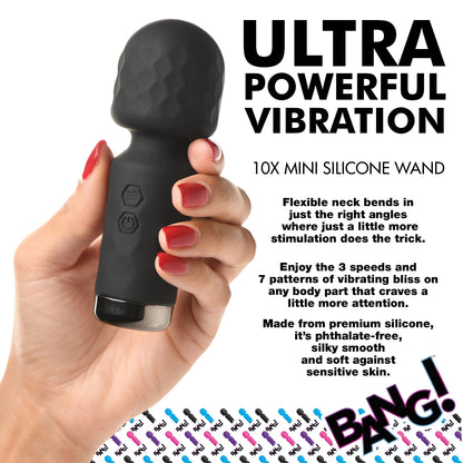 10x Mini Silicone Wand -  Black BNG-AH205-BLK