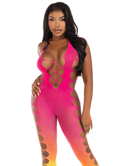 Ombre Footless Bodystocking - One Size - Sunset LA-89323SUNSOS