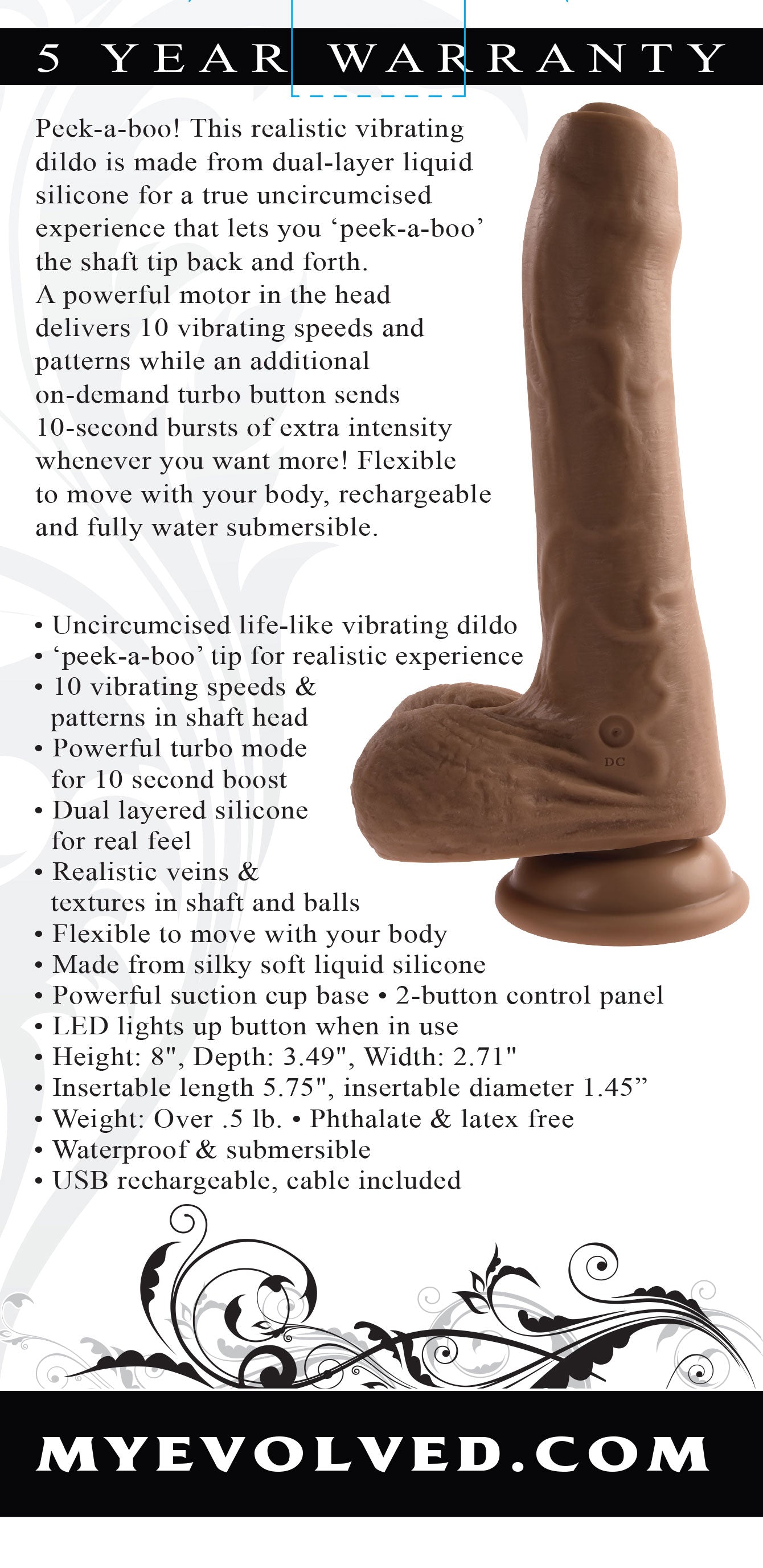 Peek a Boo Vibrating Dildo - Dark EN-RD-2789-2