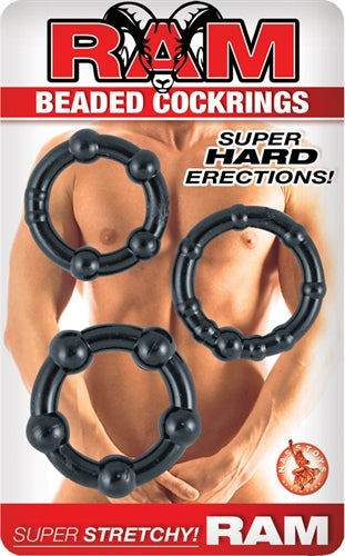 Ram Beaded Cockrings - Black NW2485-2