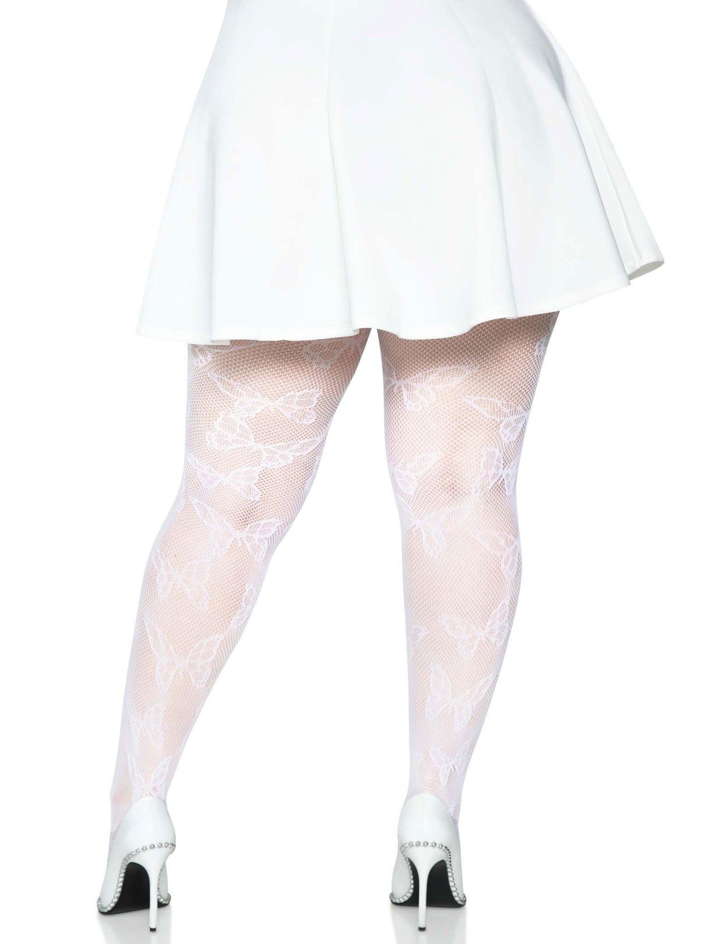 Butterfly Net Tights - 1x/2x - White LA-1412XWHT1X2