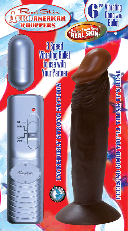 Afro American Whoppers 6 Inch Vibrating Dong With  Bullet - Brown NW2234-2