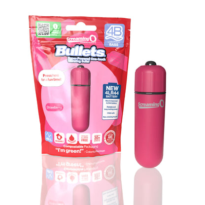 Screaming O 4b - Bullet - Super Powered One Touch  Vibrating Bullet - Strawberry SO-4BBUL-ST