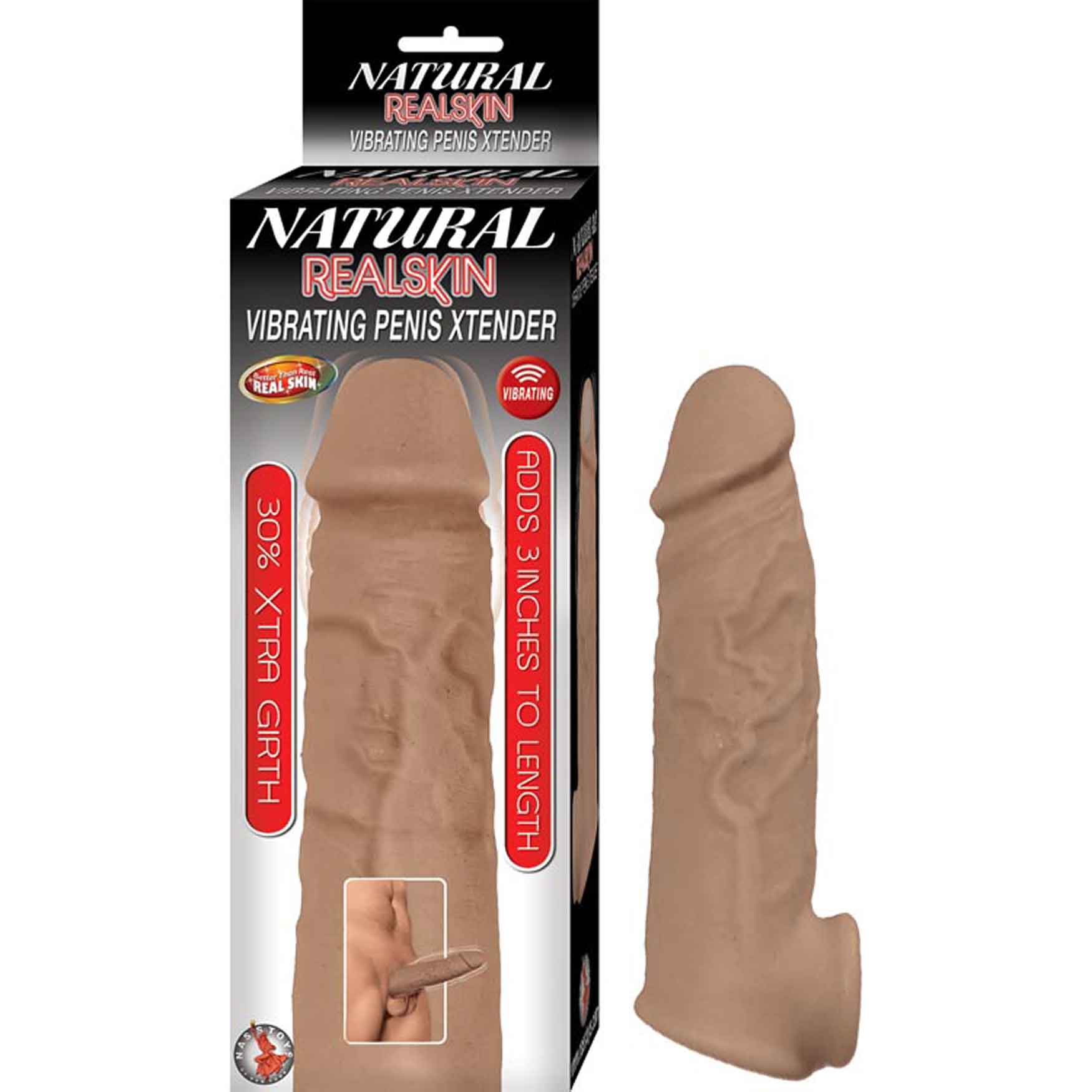 Natural Realskin Vibrating Penis Xtender - Brown NW2957-2