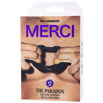 Merci - the Paradox - Silicone Covered Metal Cock  Ring - 45mm - Black DJ2402-39-BX