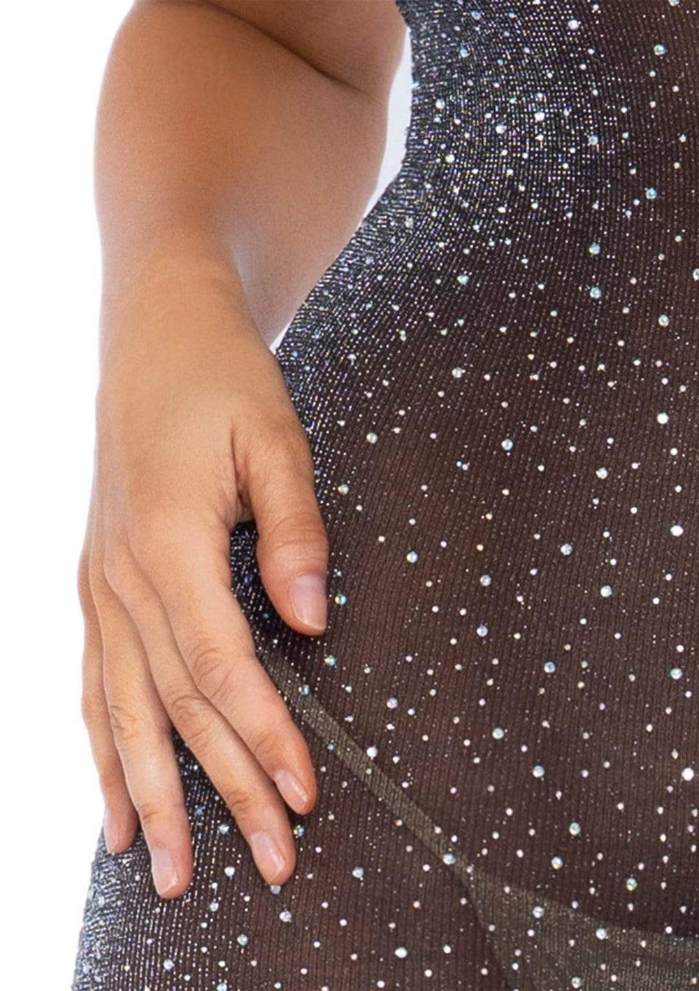 Shimmery Rhinestone Tube Dress - One Size - Black/silver LA-86151BLKSLVR