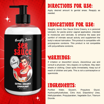 Naughty Jane's Sex Sauce Extra Creamy Lubricant 16 Oz NJ-AH397-16OZ