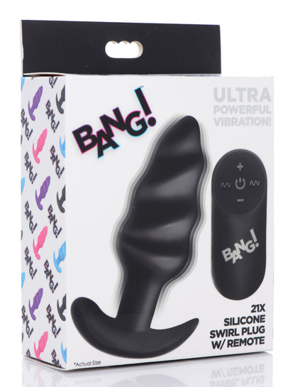 21x Silicone Swirl Plug With Remote -Black BNG-AG564-BLK