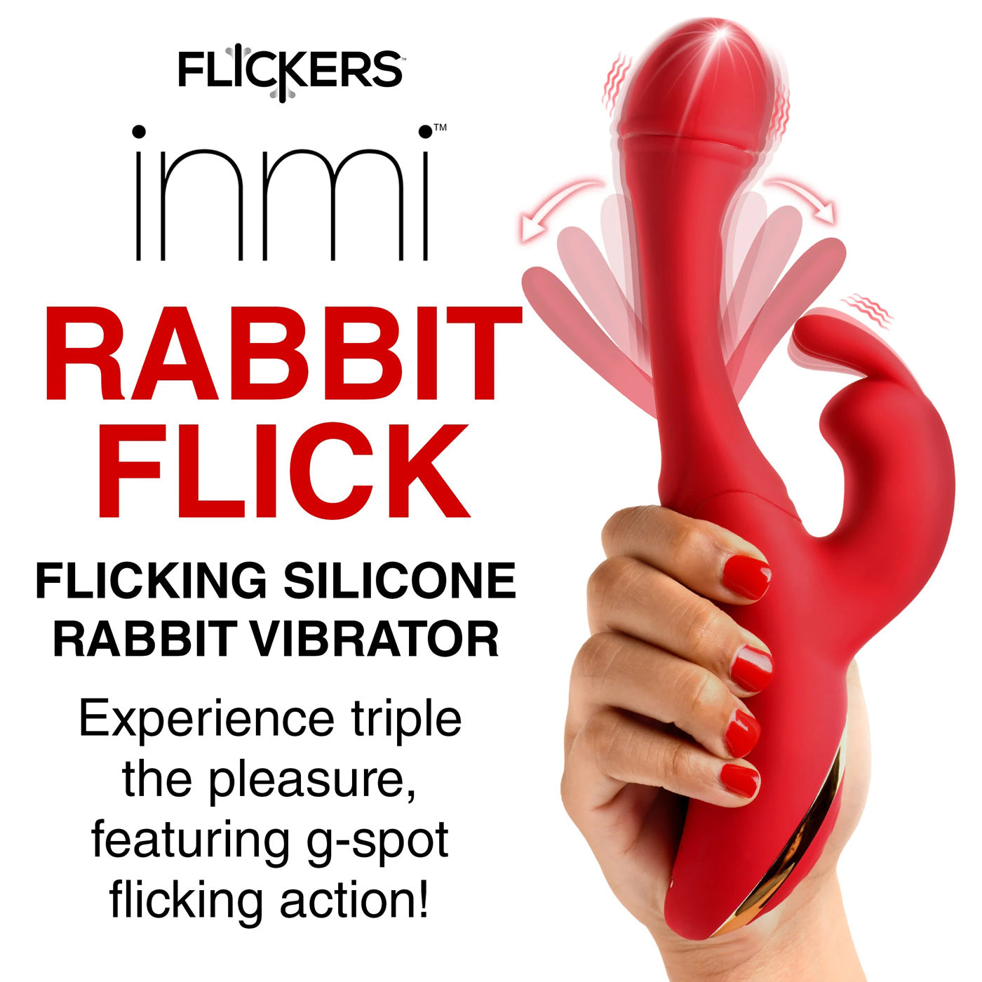 Rabbit Flick Flicking Silicone Rabbit Vibrator -  Red INM-AH389