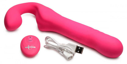 Mighty-Thrust Thrusting and Vibrating Strapless  Strap-on With Remote  - Pink SU-AG934