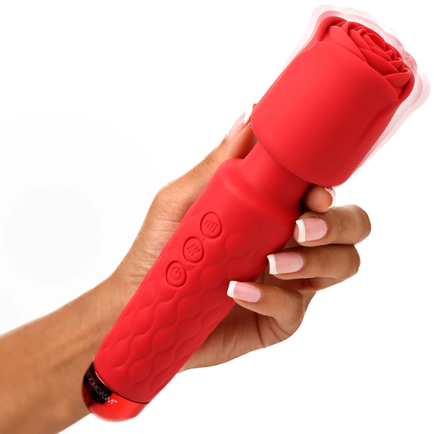 Pleasure Rose 10x Silicone Wand With Rose  Attachment - Red INM-AH318