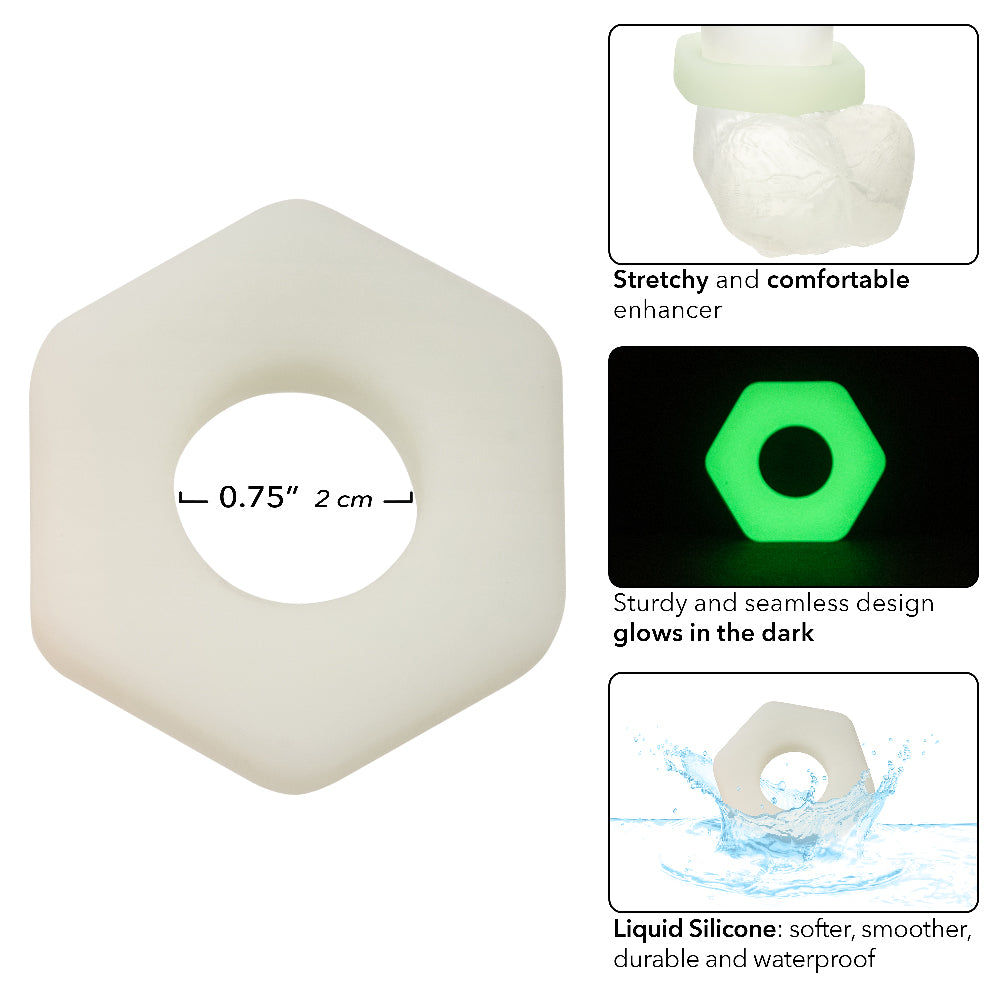 Alpha Glow-in-the-Dark Liquid Silicone Prolong  Sexagon Ring - White SE1491732