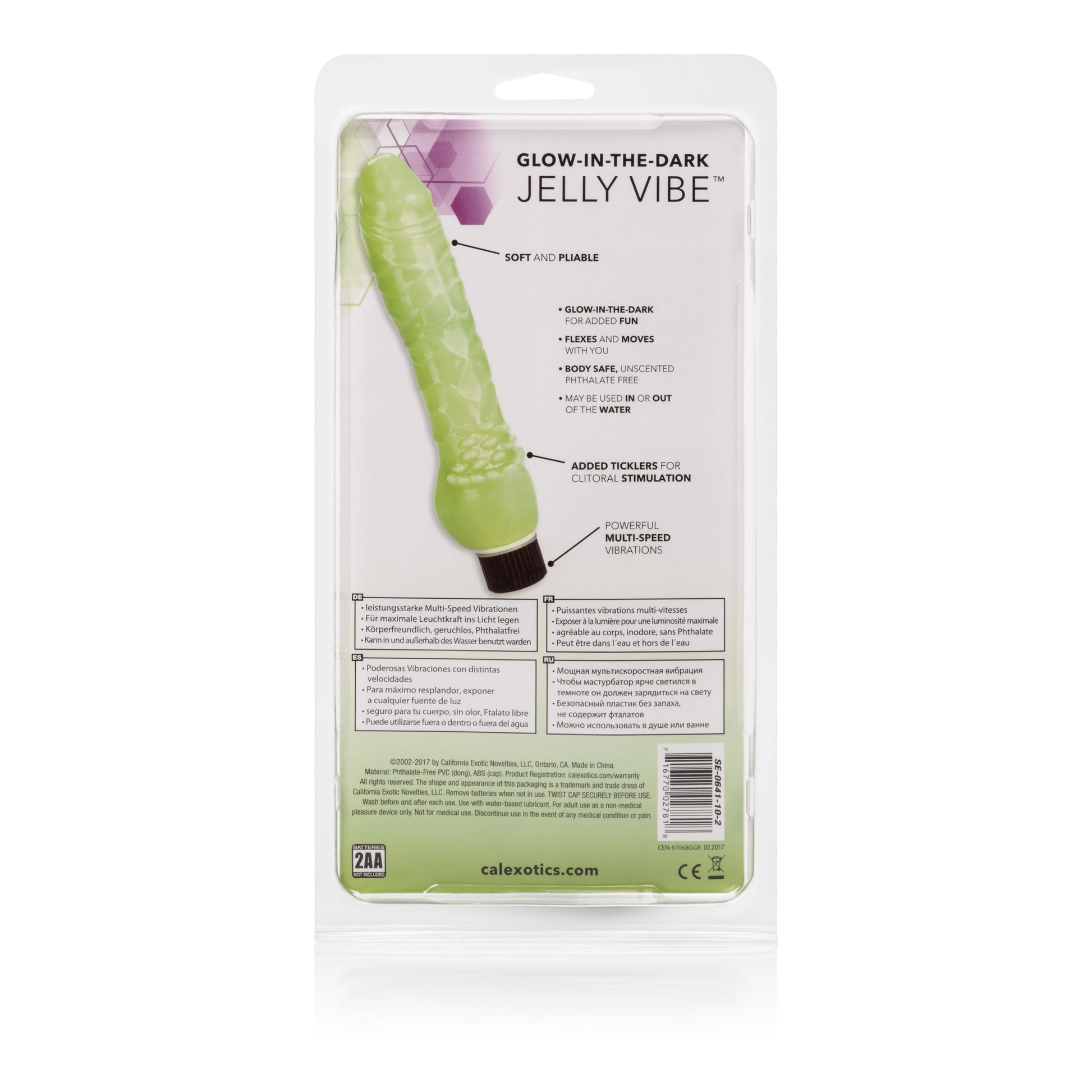 Glow-in-the-Dark Jelly Penis Vibe 7 Inches - Green SE0641102