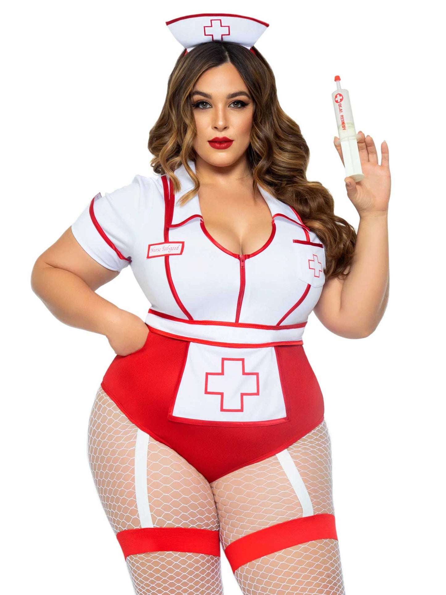 Plus Nurse Feelgood Sexy Costume - 1x/2x - White / Red LA-87086XWH1X2