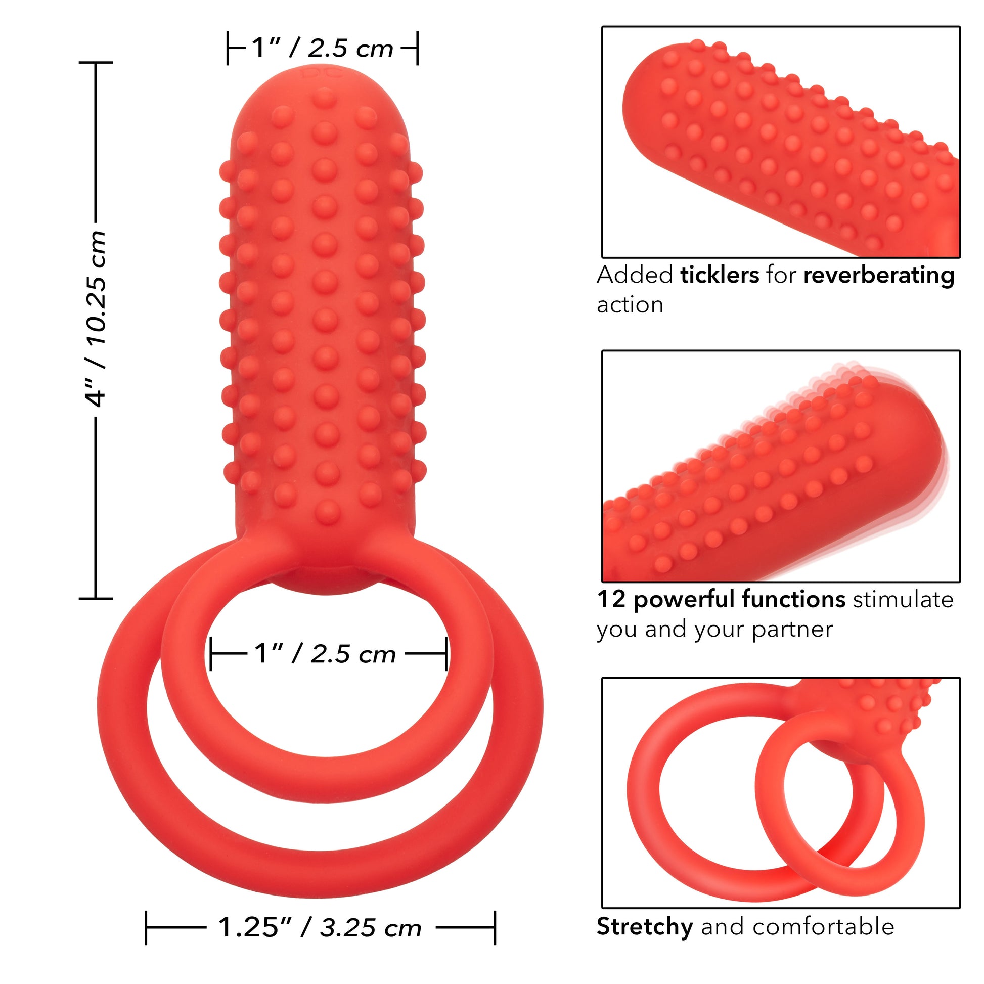 Silicone Rechargeable Vertical Dual Enhancer - Red SE1843403