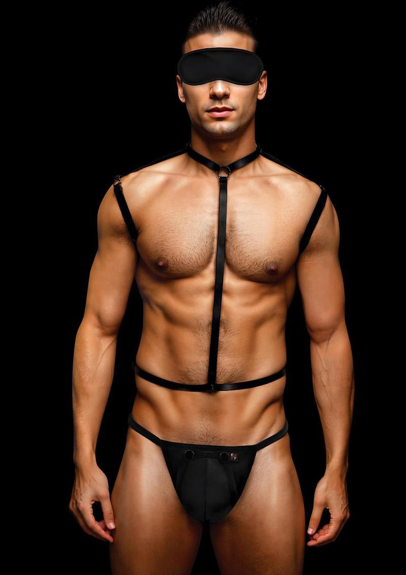 Envy 3 Pc Wet Look Chest Harness - Medium/large -  Black EV-BLEC13BLKML