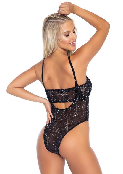 2 Pc Rhinestone Bandeau and Bodysuit - Black - One Size LA-81609BLK