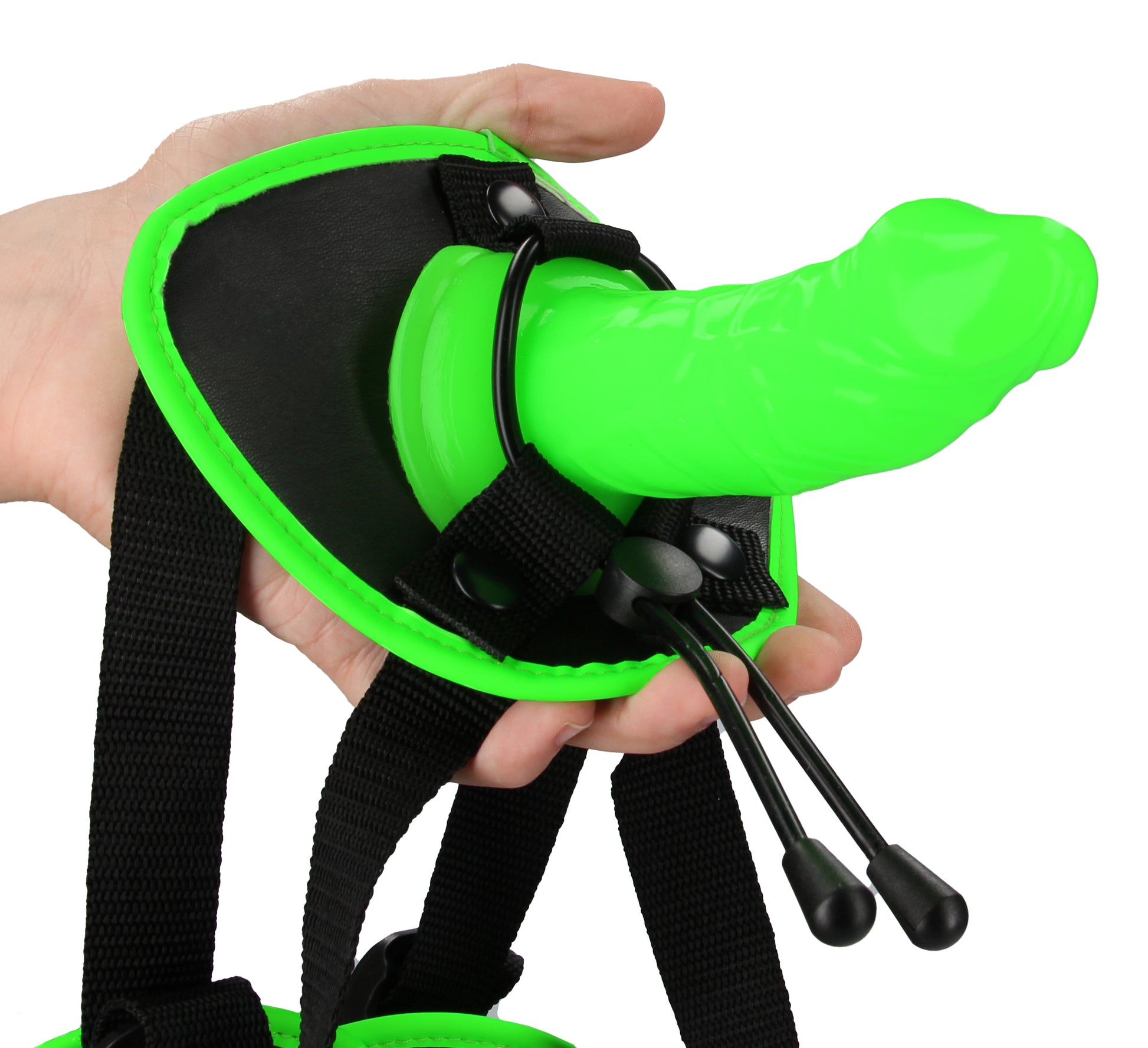 Bonded Leather Strap-on With Silicone Dildo 5.7  Inch - Glow in the Dark OU-OU764GLO