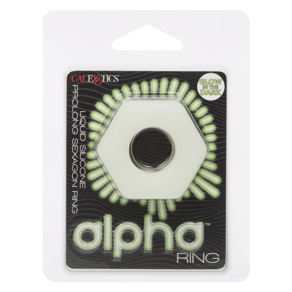 Alpha Glow-in-the-Dark Liquid Silicone Prolong  Sexagon Ring - White SE1491732