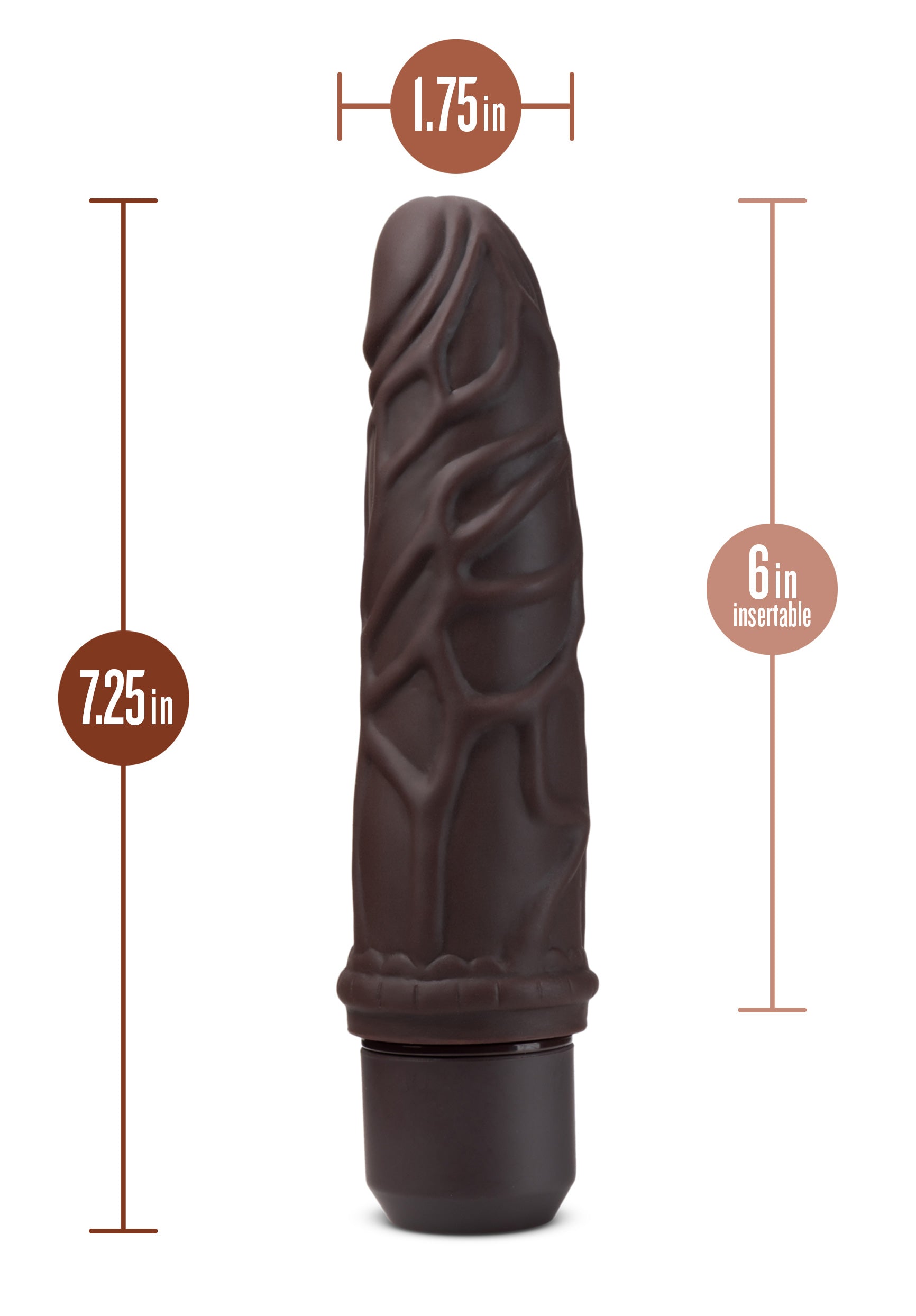 Dr. Skin Silicone - Dr. Robert - 7 Inch Vibrating  Dildo - Brown BL-12096