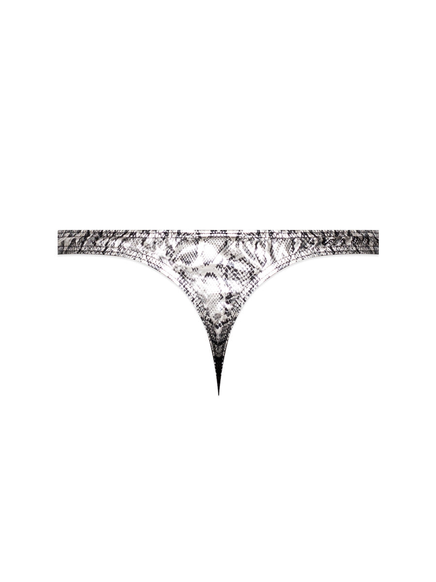 Snaked - Criss Cross Thong - Large/x-Large - Silver/black MP-409282SKLXL