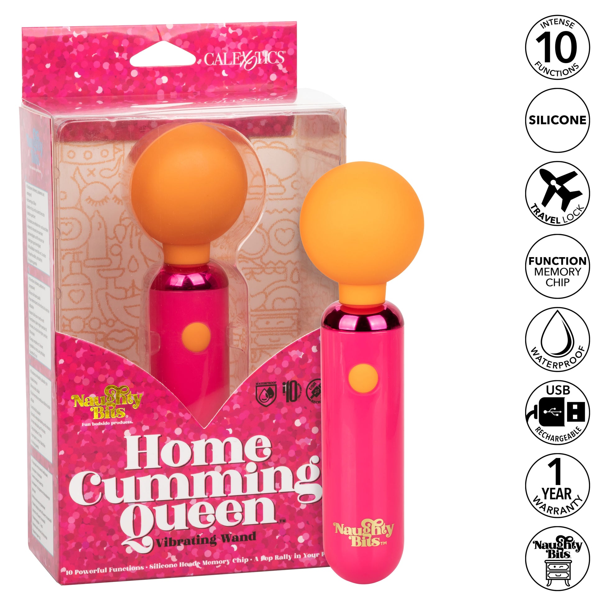 Naughty Bits Home Cumming Queen Vibrating Wand -  Orange/pink SE4410383